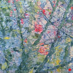 Au bord de l'eau: Abstract Flowers Painting Nathalie Maquet SOLD