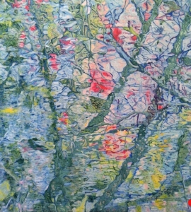 Au bord de l'eau: Abstract Flowers Painting Nathalie Maquet SOLD