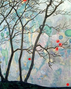 Bulle: Abstact Trees Landscape Painting Nathalie Maquet SOLD