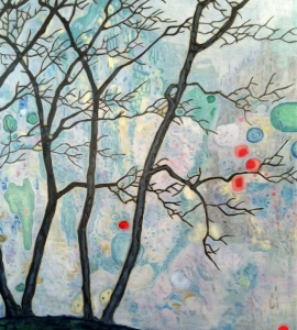 Bulle: Abstact Trees Landscape Painting Nathalie Maquet SOLD