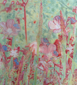 Composition Rose 4: Abstact Flowers Painting Nathalie Maquet