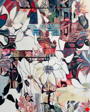 Entrelacée 15: Abstract Flowers Painting Nathalie Maquet SOLD