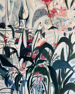 Entrelacée 18: Abstract Flowers Painting Nathalie Maquet