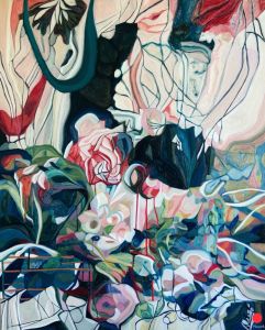 Entrelacée 19: Abstract Flowers Painting Nathalie Maquet SOLD