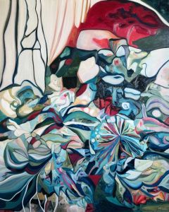 Entrelacée 20: Abstract Flowers Painting Nathalie Maquet