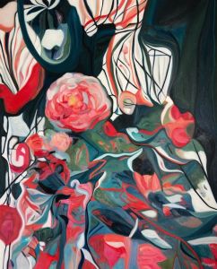 Entrelacée 22: Abstract Flowers Painting Nathalie Maquet