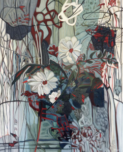 Entrelacée 23: Abstract Flowers Painting Nathalie Maquet