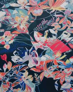 Entrelacée 5: Abstract Flowers Landscape Painting Nathalie Maquet SOLD