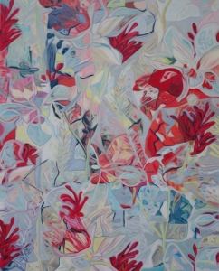 Entrelacée 7: Abstract Flowers Landscape Painting Nathalie Maquet