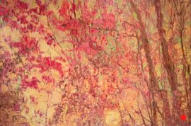 Euphorie: Abstract Trees Painting Nathalie Maquet SOLD