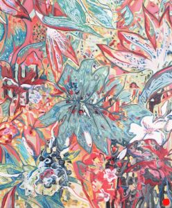 Exotique 2: Abstract Flowers Pattern Painting Nathalie Maquet SOLD