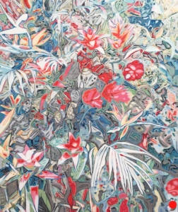 Exotique 6: Abstract Plants Pattern Painting Nathalie Maquet with Art Resin 2017 SOLD