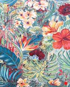 Exotique: Abstract Flowers Pattern Painting Nathalie Maquet SOLD