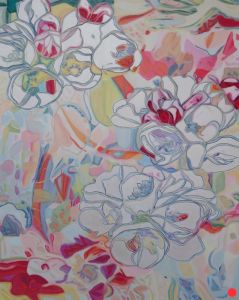 Fête 2: Abstract Flowers Landscape Painting Nathalie Maquet SOLD