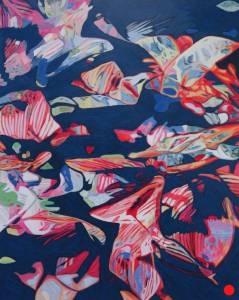 Fête 3: Abstract Flowers Painting Nathalie Maquet SOLD