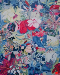 Fête 4: Abstract Flowers Landscape Painting Nathalie Maquet SOLD