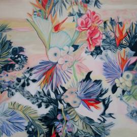 Fête 6: Abstract Flowers Painting Nathalie Maquet
