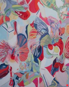 Fête: Abstract Flowers Landscape Painting Nathalie Maquet SOLD