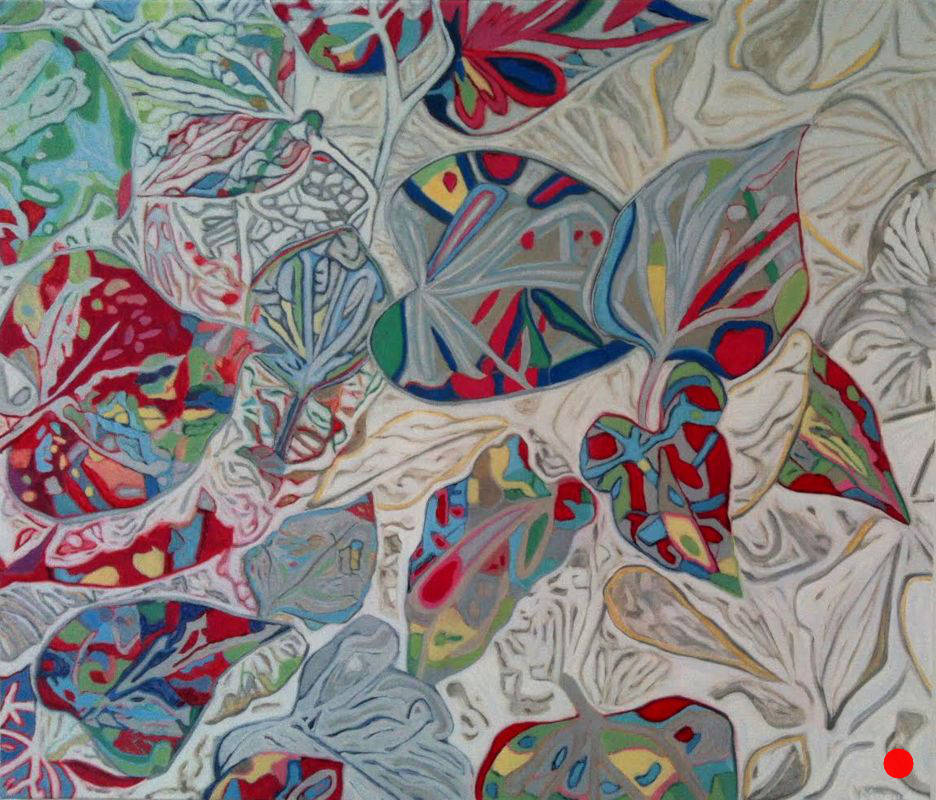 Feuilles 2: Abstract Leaves Painting Nathalie Maquet SOLD