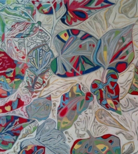Feuilles 2: Abstract Leaves Painting Nathalie Maquet SOLD