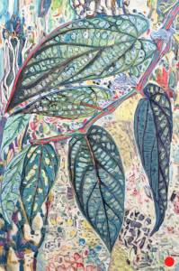 Feuilles 3: Abstract Leaves Nature Painting Nathalie Maquet