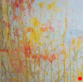 Incandescence: Abstract Burning Flowers Painting Nathalie Maquet SOLD