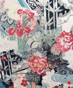 Kimono 2: Abstract Plants Pattern Painting Nathalie Maquet with Art Resin SOLD