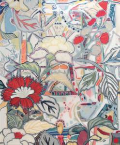 Kimono 3: Abstract Plants Pattern Painting Nathalie Maquet with Art Resin SOLD