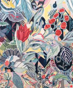 Kimono 4: Abstract Plants Pattern Painting Nathalie Maquet SOLD