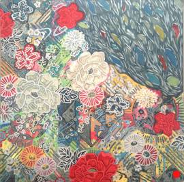 Kimono: Abstract Flowers Pattern Painting Nathalie Maquet