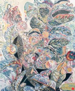 La Plante 3: Abstract Plants Pattern Painting Nathalie Maquet with Art Resin 2017 SOLD