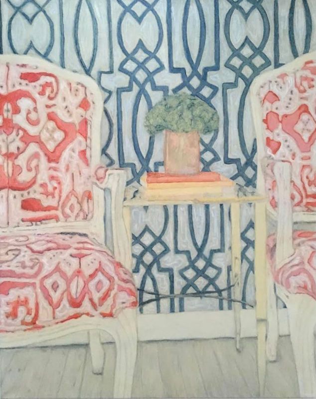 Lecture: Interior with chairs Painting Nathalie Maquet