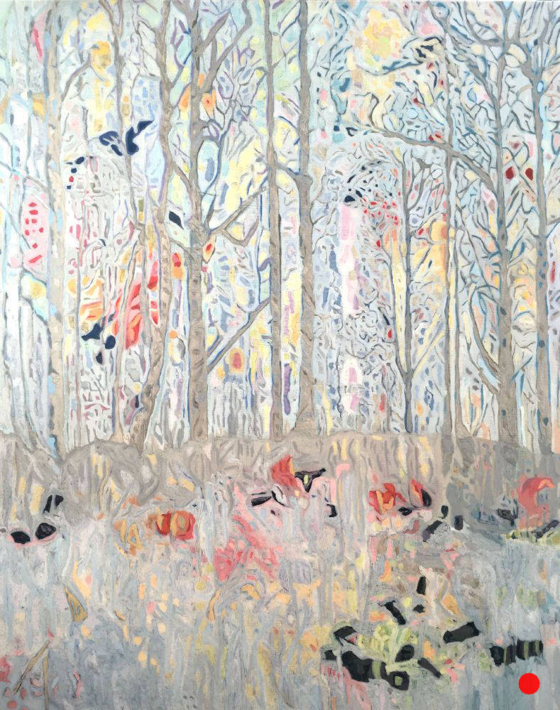 Paysage d'Hiver 3: Landscape with Trees Painting Nathalie Maquet SOLD