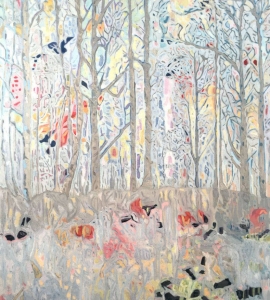 Paysage d'Hiver 3: Landscape with Trees Painting Nathalie Maquet SOLD