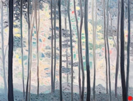 Paysage d'Hiver 4: Abstract Trees Landscape Painting Nathalie Maquet
