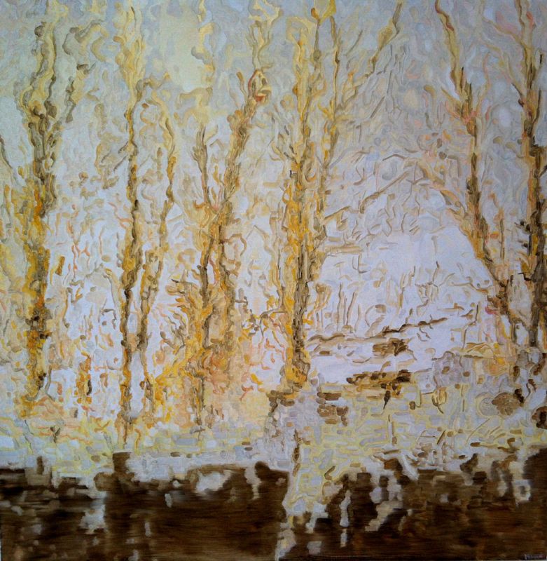 Paysage d'Hiver: Abstract Winter Trees Painting Nathalie Maquet